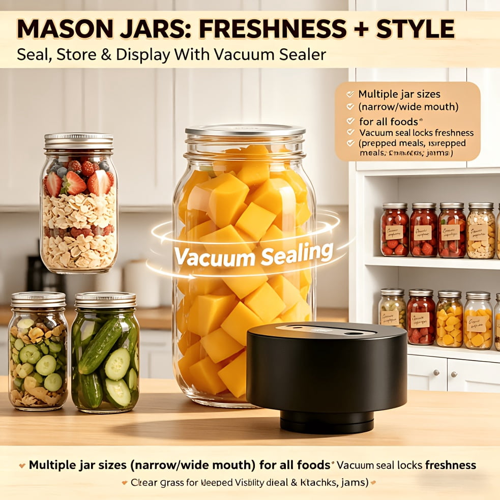 Three In One Upgrade Electric Mason Jar Sealing Machine Heavy Duty Can Sealer Vacuum Sealing Device For Jam Dried Goods Grain Canning Food Preservation