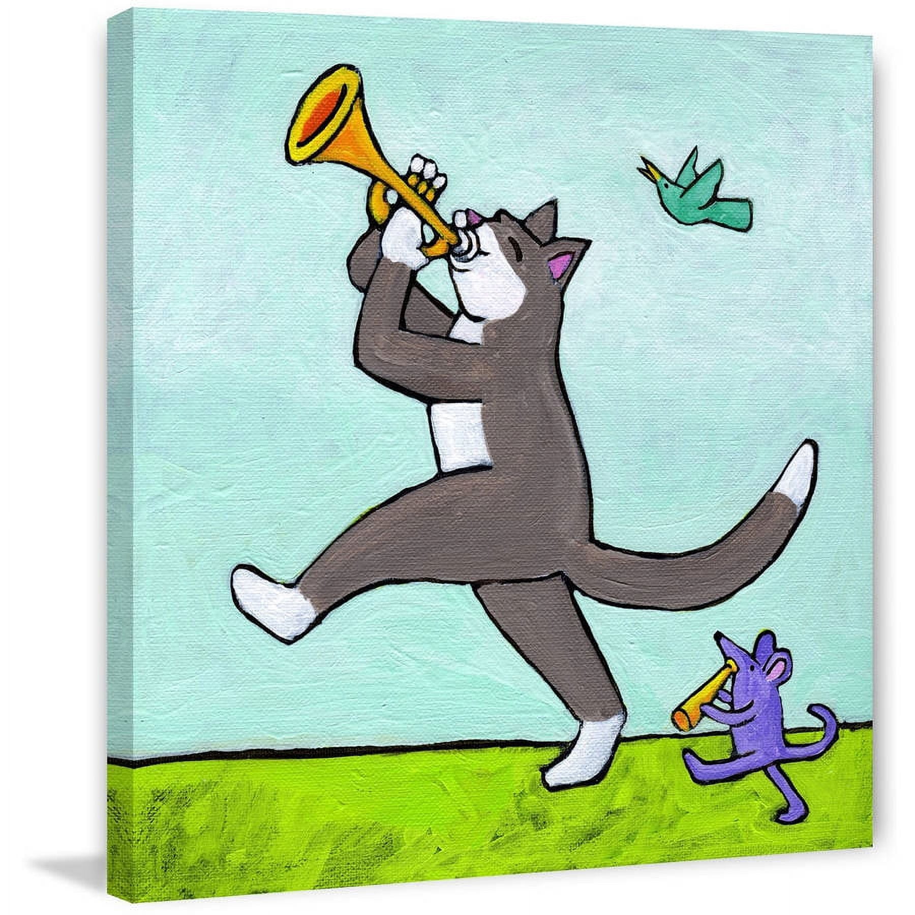 Marmont Hill "Leader of the Cat Pack" by Janet Nelson Painting Print on Wrapped Canvas
