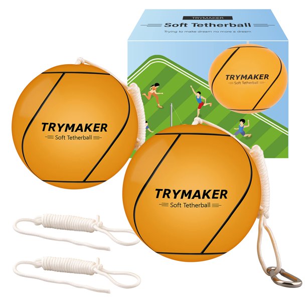 Trymaker Tetherball, 2 Set in 1 Tether Balls and Rope Set for Kids