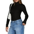 thumbnail image 3 of Women'S Long Sleeve Shirts Fall Fashion Basic Thermal Underwear Tops Winter Clothes Black L, 3 of 9