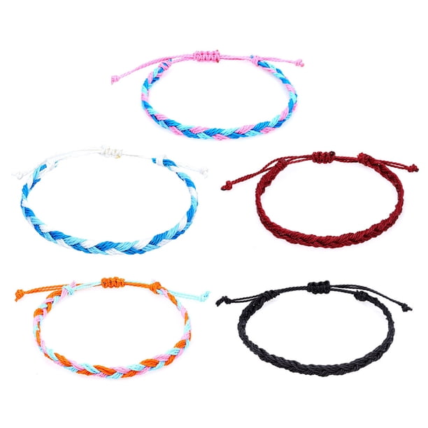 Paquete de 5 pulseras para mujer, pulseras trenzadas de arcoíris para parejas, pulseras ajustables de cuerda trenzada para niñas para mujeres Adepaton BST3002763-1
