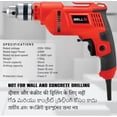 thumbnail image 2 of Electric Drill Ed06-91, 400w, Copper Armature, 2800 Rpm | Chuck 10 Mm Forward-Reverse For Wood & Metal Work With Variable Speed Control | Corded Electric, Compact, Drilling Capacity, Wood, 2 of 5