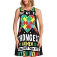 thumbnail image 1 of Disketp I Love With Autism para Vestido sin Mangas para Mujeres, Vestidos de Verano para Mujeres, Casual y Holgado para la Playa, 1 of 7