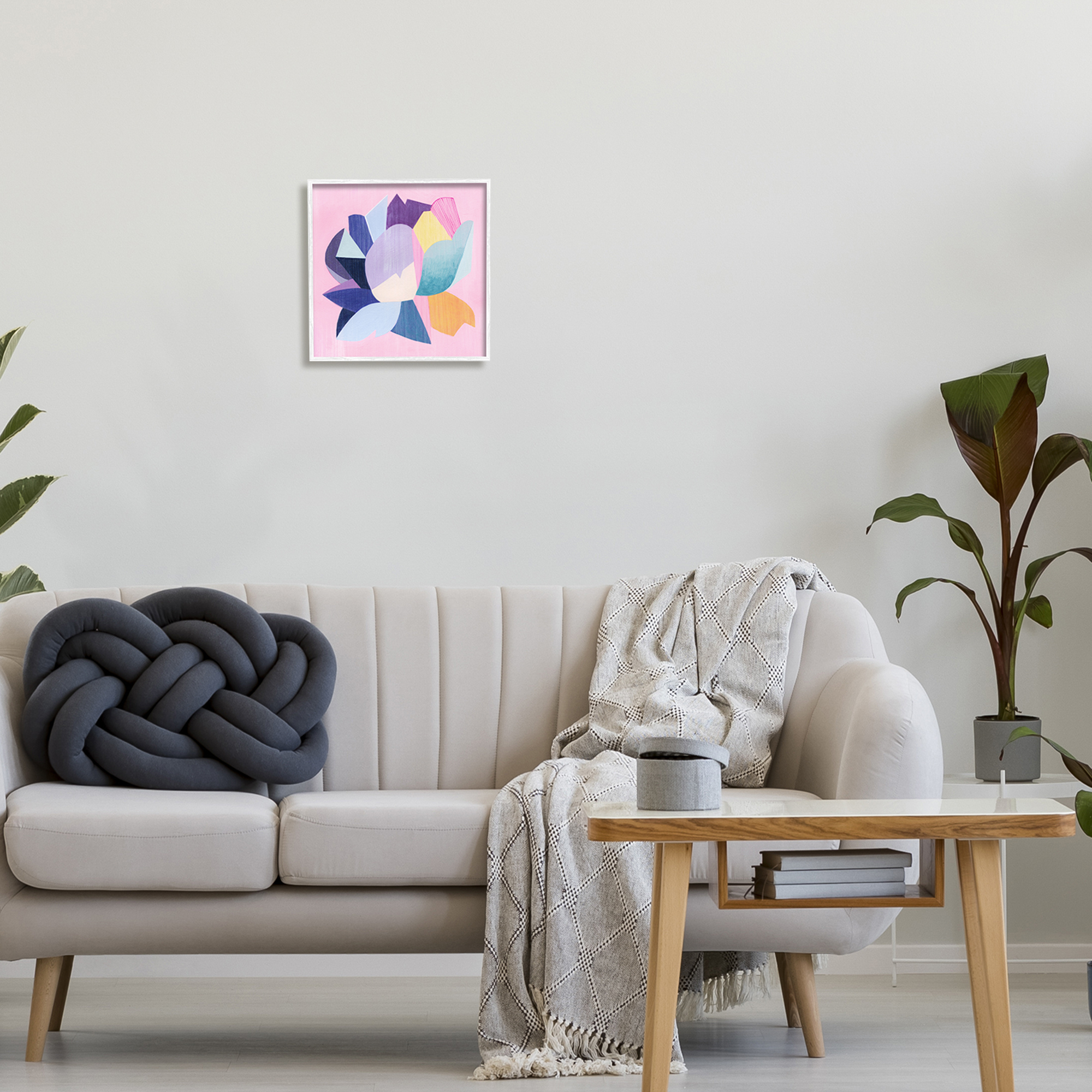 Stupell Industries Abstract Pop Blooming Flower Abstract Painting White Framed Art Print Wall Art, 12 x 12