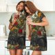 thumbnail image 4 of Fotbe Floral Rhino With Birds Bata de Dormir para Mujer con Estampado, Camisón de Algodón de Manga Corta, Ropa de Dormir Casual, 4 of 6