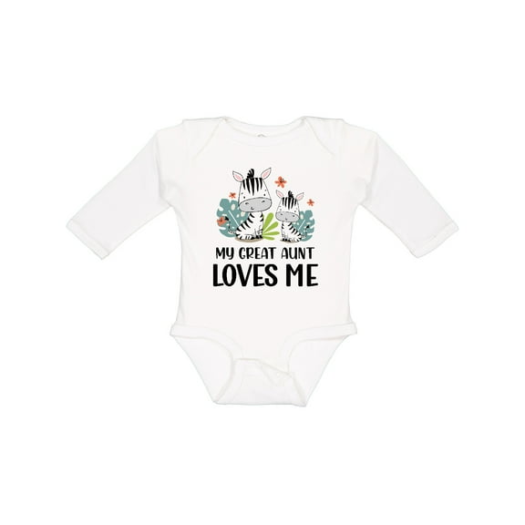 Inktastic Zebra My Great Aunt Loves Me Boys or Girls Long Sleeve Baby Bodysuit