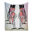 thumbnail image 1 of Ballet Soft Flannel Fleece Throw Blanket, Sketch of Ballet Dancers Feet with Pointe Nobility Talent Balance Classic, Cozy Plush for Indoor and Outdoor Use, 50" x 70", Multicolor, by Ambesonne, 1 of 6