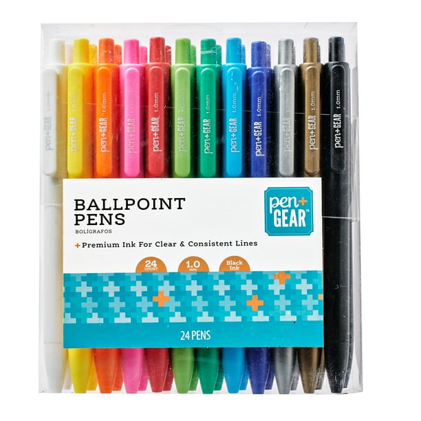 Pen Gear Retractable Ballpoint Pens Black Ink 24 Count Walmart Com