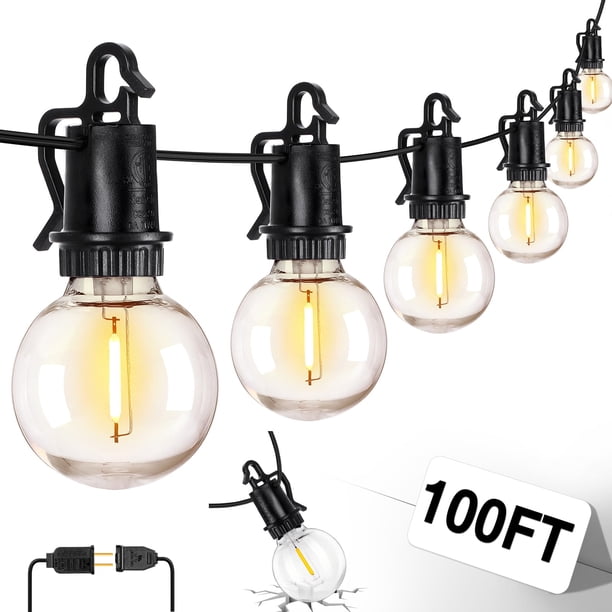 Guirnalda de luces para exteriores ZJOJO G40 Globe de 100 pies con 50 bombillas LED
