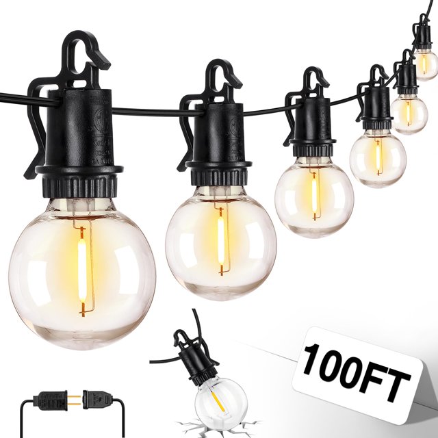 Guirnalda de luces para exteriores ZJOJO G40 Globe de 100 pies con 50 bombillas LED