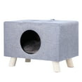 thumbnail image 2 of Thehsnt Cat Nest, Pet House Bench, Wood Pet House Cat Cave with Mat, Pet House Foot Rest Stool with Cushion, Cube House for Cats and Small Dogs, 2 of 9