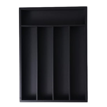 Better Homes & Gardens Black Bamboo Silverware Organizer, 13.98D x 10.04W x 1.97H, Kitchen Organizer