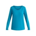 thumbnail image 5 of Time and Tru Women's Cotton V-Neck Tee with Long Sleeves, Size XS-XXXL, 5 of 5
