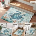 thumbnail image 6 of Teal Sea Turtle Coastal Area Rugs 2x3 for Living Room, Nautical Summer Beach Starfish Non Slip Washable Rug Runner, Low Pile Indoor Floor Carpet Mat Bathroom Rugs for Bedroom, Kids Room, 6 of 9