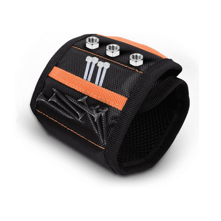 

Happon Magnetic Wristband Small Armband Tool Organizer with Heavy Duty Strong Magnets for Holding Screws Nails Drill Bits - Cool and Useful Gift for Him Men Dads Husband and Women (Black)