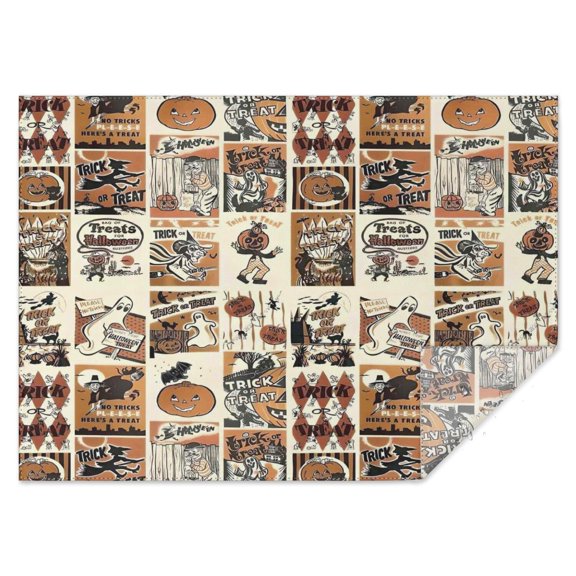 Vintage Halloween Poster Pattern Rectangle Tablecloth 60"x84",Waterproof Polyester Rectangle Table Cloth, Wipeable Spillproof Polyester Tablecloth for Dining, Camping, Indoor and Outdoor