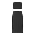 thumbnail image 2 of LMLYSoH Women Summer Outfits Solid Color Sleeveless Off-shoulder Bandeau and Elastic Long Skirt Set Clubwear, 2 of 9