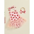 thumbnail image 3 of Lairauiy Baby Toddler Girl 2Pcs Summer Outfits Ruffle Sleeveless Floral Embroidery Tulle Skirt Romper with Headband Set,0-24M, 3 of 9