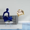thumbnail image 2 of Escultura abstracta de pensador humano y modelo de sofá de madera en miniatura, colección de arte versátil para oficina, bar, boda, decoración de casa, 2 of 8