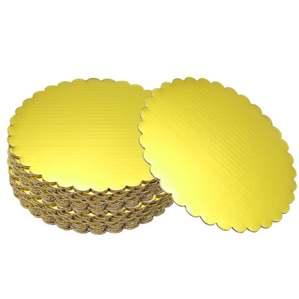 Uxcell 20 Piezas de Bases de Pastel con Borde Ondulado, Cartones de Pastel de 5.9 Pulgadas, Bandejas de Pastel de Cartón Grueso para Bodas, Fiestas, Cumpleaños, Postres, Cupcakes (Tono Dorado)