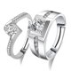 thumbnail image 3 of Anillo abierto para hombre y mujer, regalo para amantes, anillo de boda, anillo abierto de circonita artificial para pareja cuadrada, 3 of 5