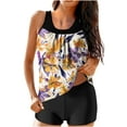 thumbnail image 2 of Bikinis Ensembles pour Femmes, Mode Dames Multicolore Rétro Imprimé Fleur Feuille Maillot de Bain Deux Pièces, 2 of 6