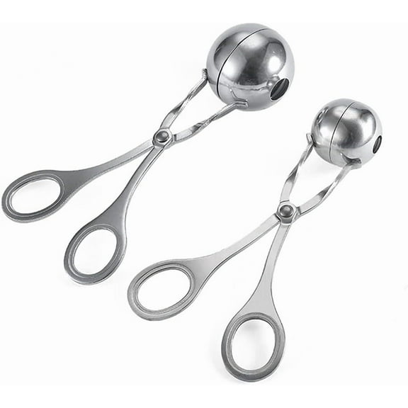2PC Meat Baller, Stainless Steel Meatball Scoop Ball Maker, Cake Pop, Cookie Scoop, Ice Tongs, Fruits Ball Tongs for Kitchen Tools, Ball Size 1.38"&1.78"