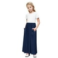 thumbnail image 2 of Summer Dresses for Girls with Pockets 4-14 Years Teens Kids Casual Color-Block Short Sleeve Crewneck Pullover A-Line Long Maxi Dress, 2 of 8