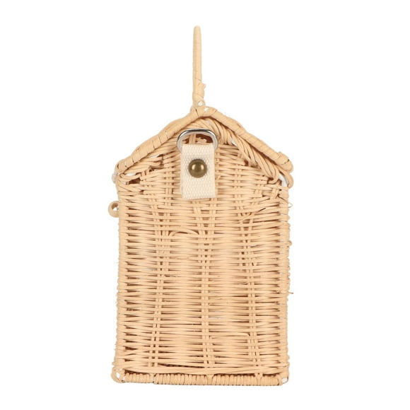 Handwoven Rattan Bag, Rattan Shoulder Bag Portable Handle House Shape for Travel