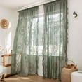 thumbnail image 3 of Xiao Hua Sage Green Lace Chiffon Curtains Long Bohemian Flower Embroidered Curtains 2-piece Bag style Transparent Chiffon Curtains 55.12 * 63 inches, 3 of 5