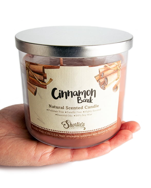 Cinnamon Bark Scented 3 Wick Candle - All Natural - Made with 100% Responsibly Sourced Soy and Essential Fragrance Oils - Phthalate & Paraffin Free, Vegan, Non-Toxic