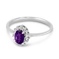 thumbnail image 3 of 14k White Gold Oval Amethyst And Diamond Ring, 3 of 6