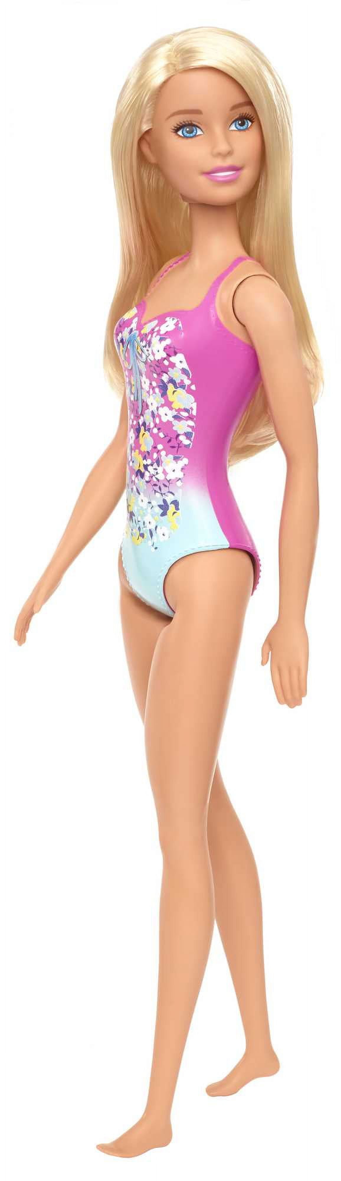 Barbie Swimsuit Beach Doll with Blonde Hair & Pink Floral Print Suit