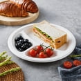 thumbnail image 5 of GPED 3 Compartment Paper Plates, 10 Inch 125-Pack Heavy Duty Disposable Plates, Eco-Friendly Compostable Biodegradable Sugarcane Bagasse, Perfect Dinner Paper Plate For Party, White, 5 of 7