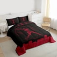 thumbnail image 3 of Homewish Teens Baseball Print Full Size Comforter Sets, Black Crismon Abstract Bedding Comforter Set, Cartoon Sports Theme Reversible Bedding Sets, Microfiber Bedroom Decor, 3 Pieces, 3 of 8