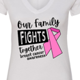 thumbnail image 4 of Inktastic Our Family Fights Together Breast Cancer Awareness Women's V-Neck T-Shirt, 4 of 5