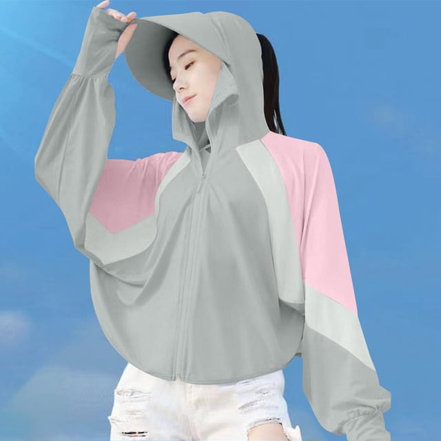 TaTaai Womens UPF 50+ Sun Protection Hooded Jacket Long Sleeve Lightweight Windbreaker Quick Dry Breathable Outdoor Running Hiking Summer Wear Gift