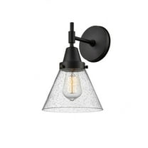 447-1W-BK-G44-Innovations Lighting-Cone - 1 Light Wall Sconce-11.25 Inches Tall and 7.75 Inches Wide-Matte Black Finish-Seedy Glass Color