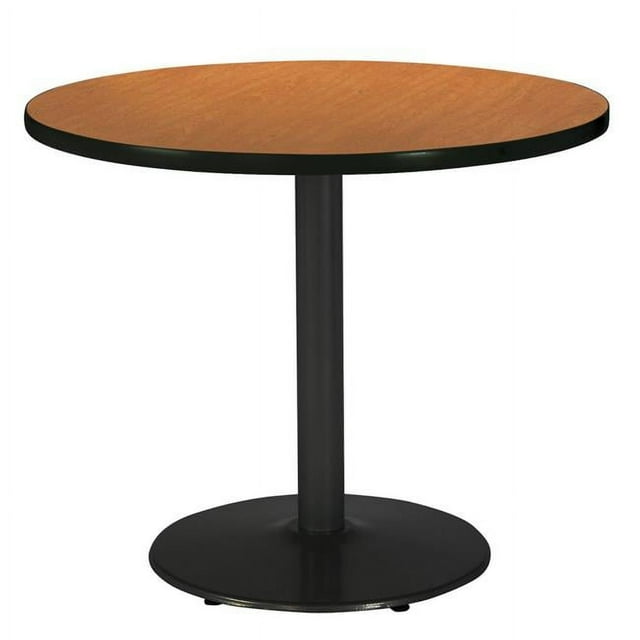 KFI 30" Piédestal Table Ronde avec Fond Rond Noir en Chêne Moyen
