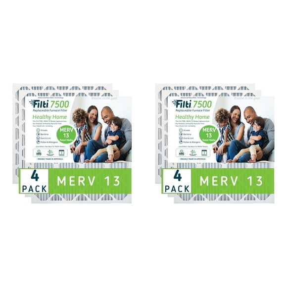Filti 7500 Filtre à Air Plissé pour Fourneau HVAC Maison 16x20 Po MERV 13 (8 Pack)
