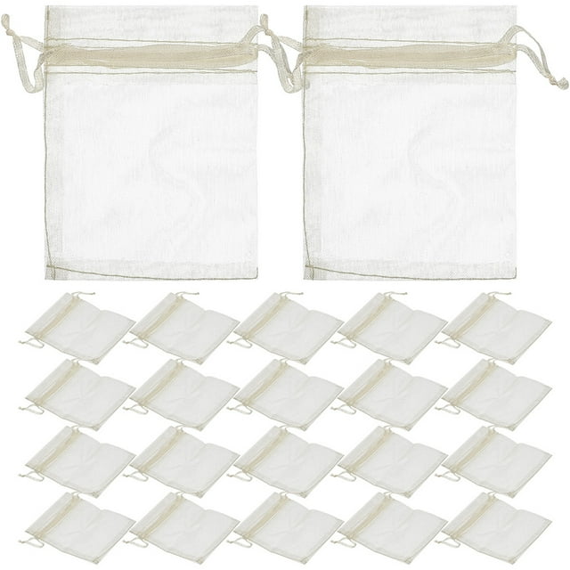 unbranded 100Ud Bolsas De Malla Pequeñas Color Beige Con Cordón Para Almacenar Joyería Y Dulces