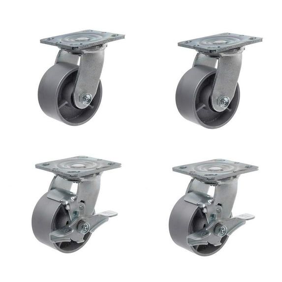 SY America Heavy Duty Steel Cast Iron Wheel Metal Swivel Plate Caster Wheels Heavy Duty High-Gauge Steel