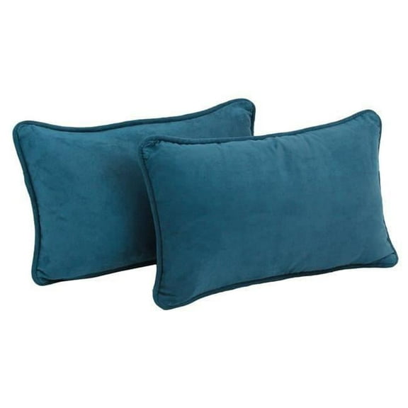 Porch & Den Blaze River Microsuede Lumbar Throw Pillows (Set of 2) Teal Blue