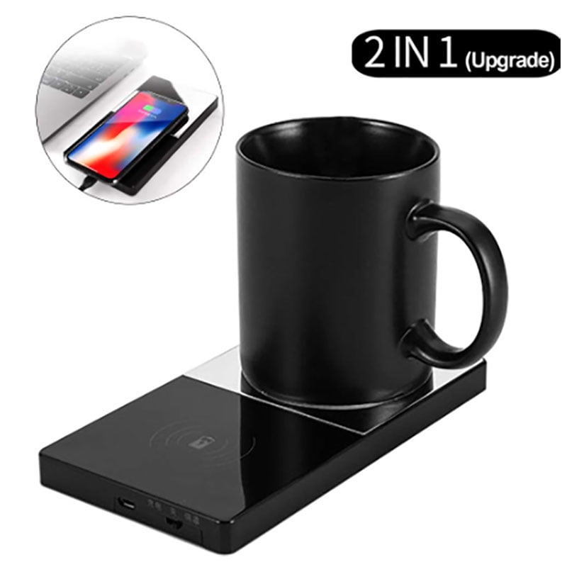 Juice Inde største Coffee Warmer,USB Cup Mug Warmer with Wireless Charger Function, Mirror  Design Electric Beverage Warmer for Heating Tea, Water, Cocoa, Constant  Temperature 131 ℉ / 55 ℃ - Walmart.com