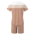 thumbnail image 5 of Men's Spring Summer 2-Piece Casual Set, Color Block Short Sleeve Tee and Shorts, Breathable Outfit For Streetwear Fashion and Daily Use,Beige,L, 5 of 6