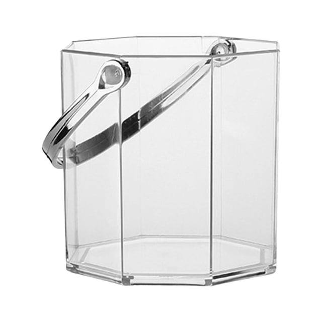 Cubo de hielo y pinzas con asa para bebidas de fiesta, ideal para botellas de champán Octágono transparente