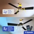 thumbnail image 5 of ModFusion 48" Modern Industrial Ceiling Fan with LED Light, 3-Blade, Remote & App Control, Black and Gold, 5 of 11