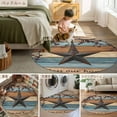 thumbnail image 6 of Blue Brown Texas Star 8ft Round Rug, Retro Country Star Farmhouse Wooden Non-Skid Rubber Backing Large Area Rugs - Living Room Bedroom Home Office, Indoor Floor Mat Carpets Washable Rug, 6 of 9