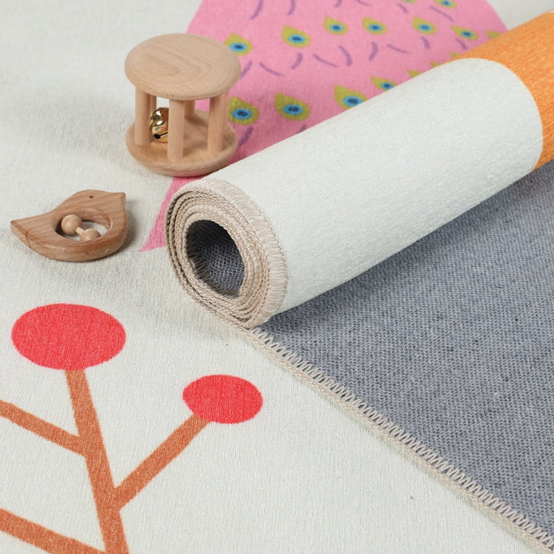 Superior Animal Safari Non-Slip Kids Playroom Nursery Washable Indoor Area Rug, 5' x 8'