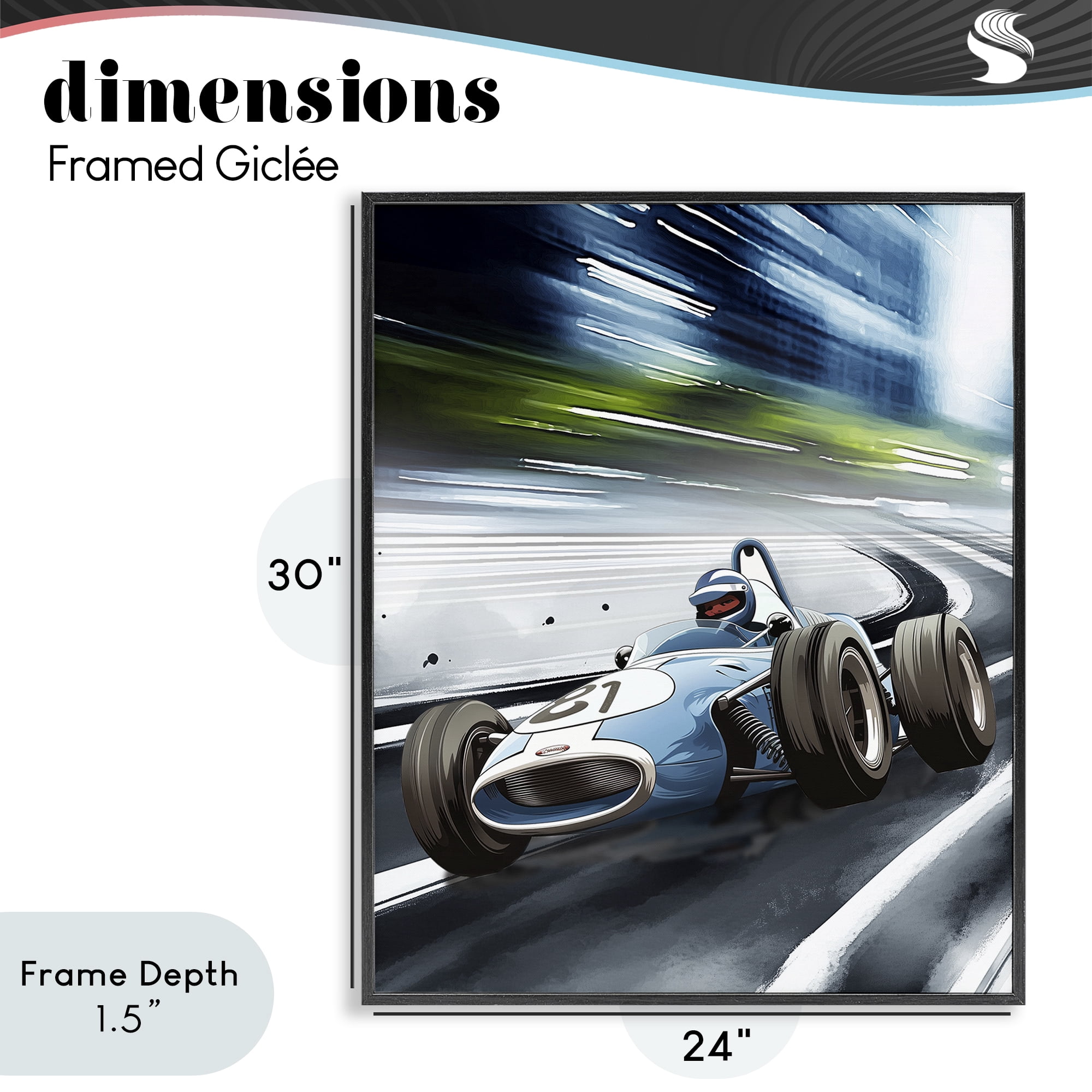 Stupell Industries Speeding Racecar Driver Black Framed Giclee Art, design by Christine Simpson Art